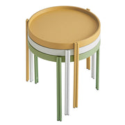 Nesting Plastic Coffee Table with Metal Legs, Stackable Coffee Table, Side Table