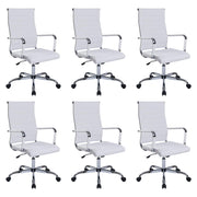 Office Task Chair Set of 6, Ergonomic Desk Chair Leather Conference Room Chairs