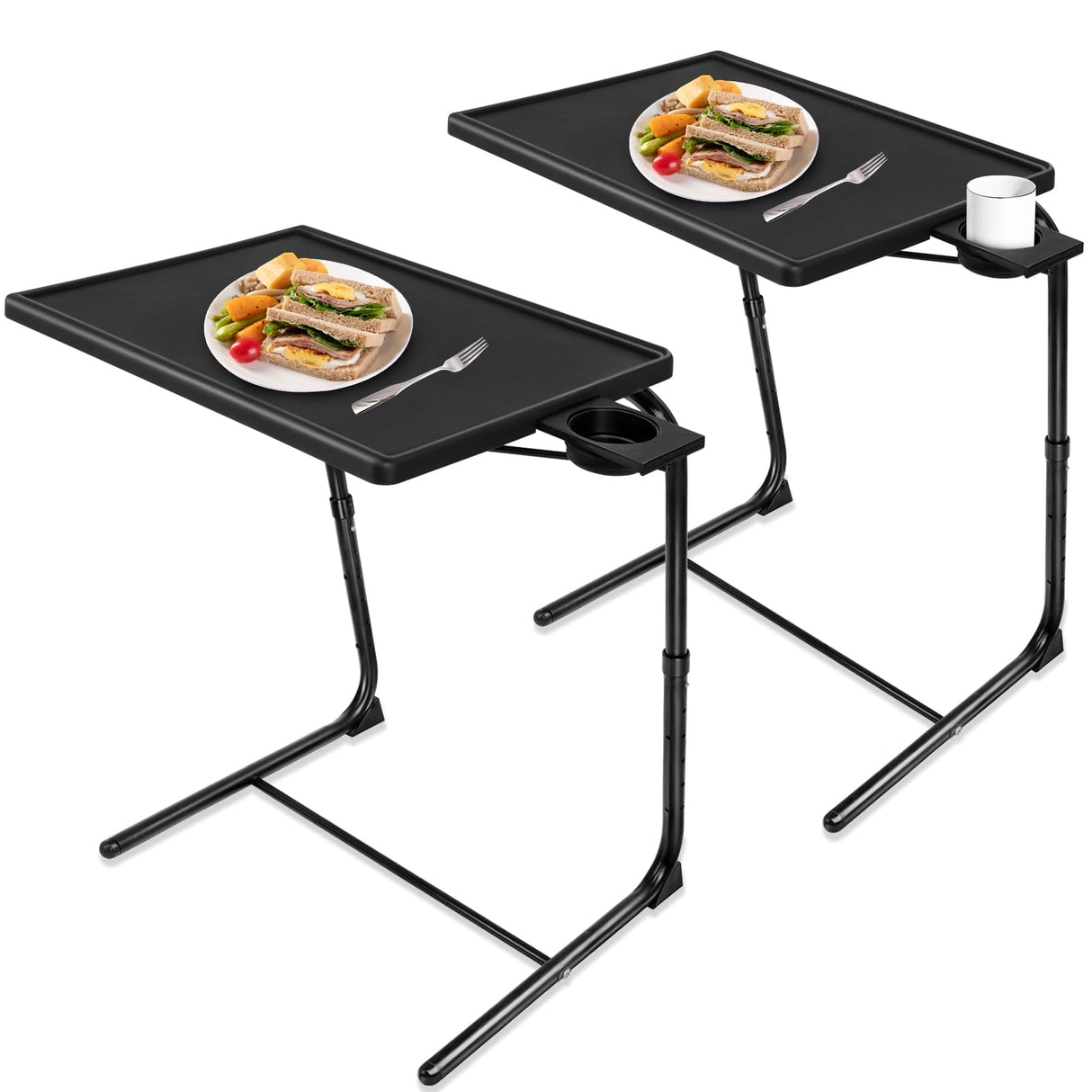 TV Tray Table, TV Dinner Table with 3 Tilt Angles and 6 Height Adjustments