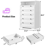 EnHomee Dresser for Bedroom, Modern White Dresser with LED Light, Tall Dresser with 5 Large Wood Drawers for Closet Organizers and Storage Clothes, Chests of Drawers for Closet, Entryway