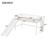 Twin Size Low Loft Bed for Kids,Loft Bed with Slide and Ladder