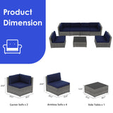 Piece Patio, Outdoor Sectional Furniture with Tempered Glass Table