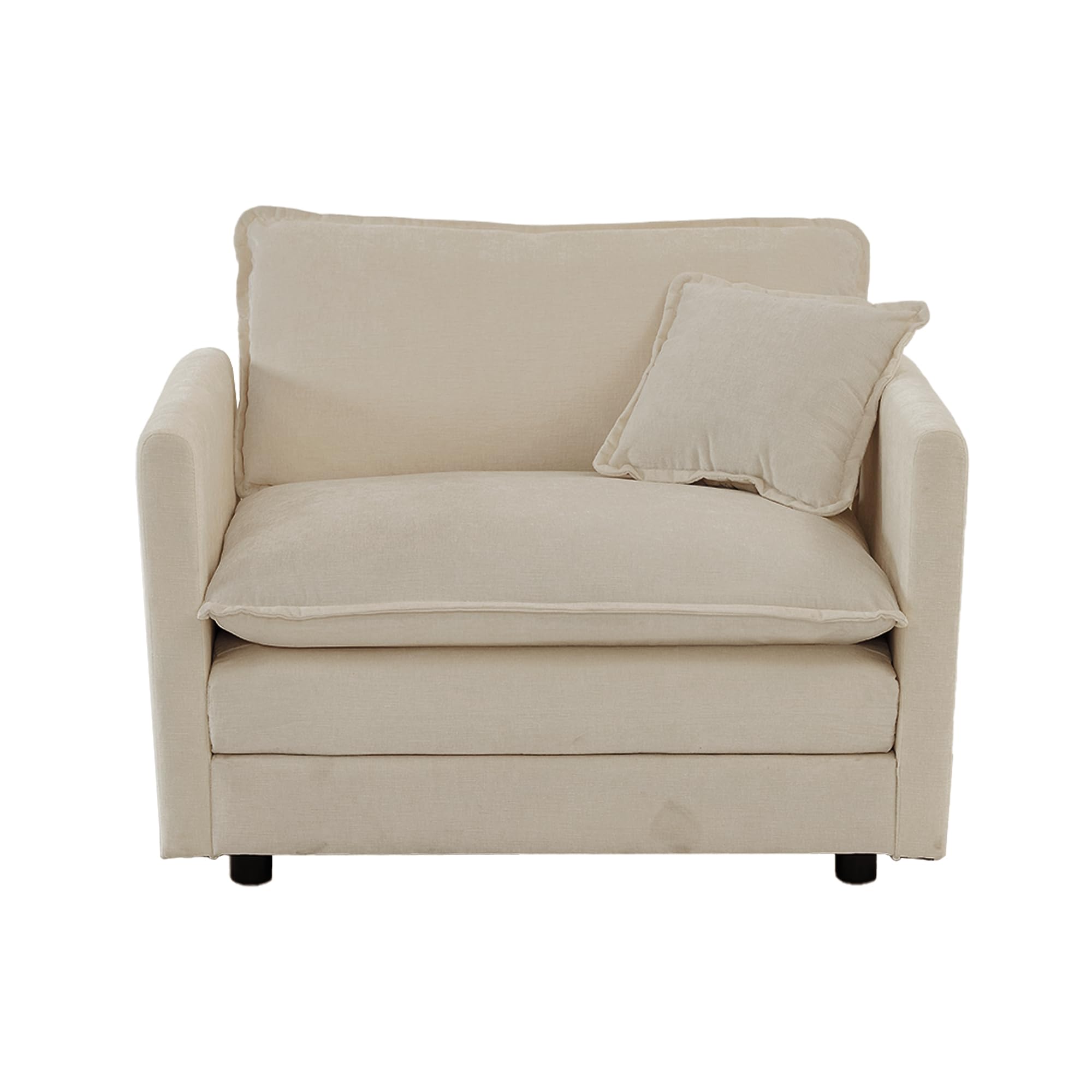 Comfy Chenille Upholstered Accent Chair with Movable Ottoman