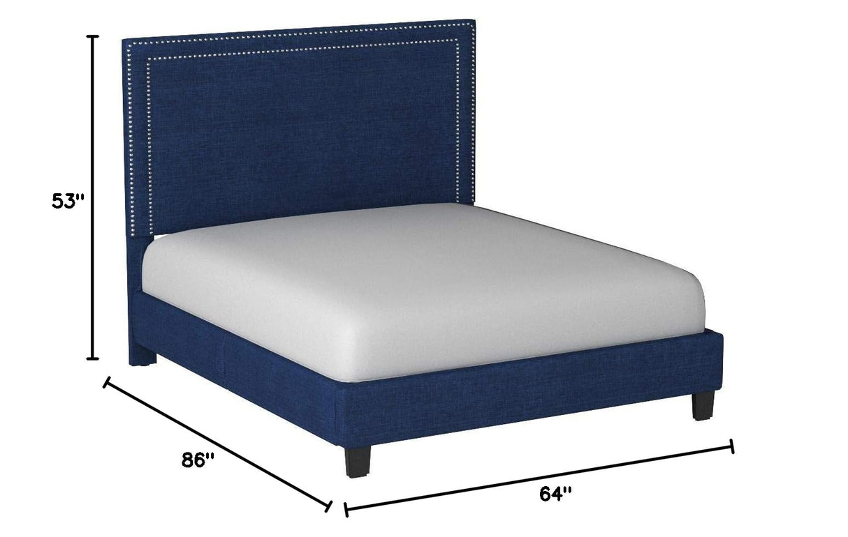 Grace Upholstered Queen Platform Bed, Blue