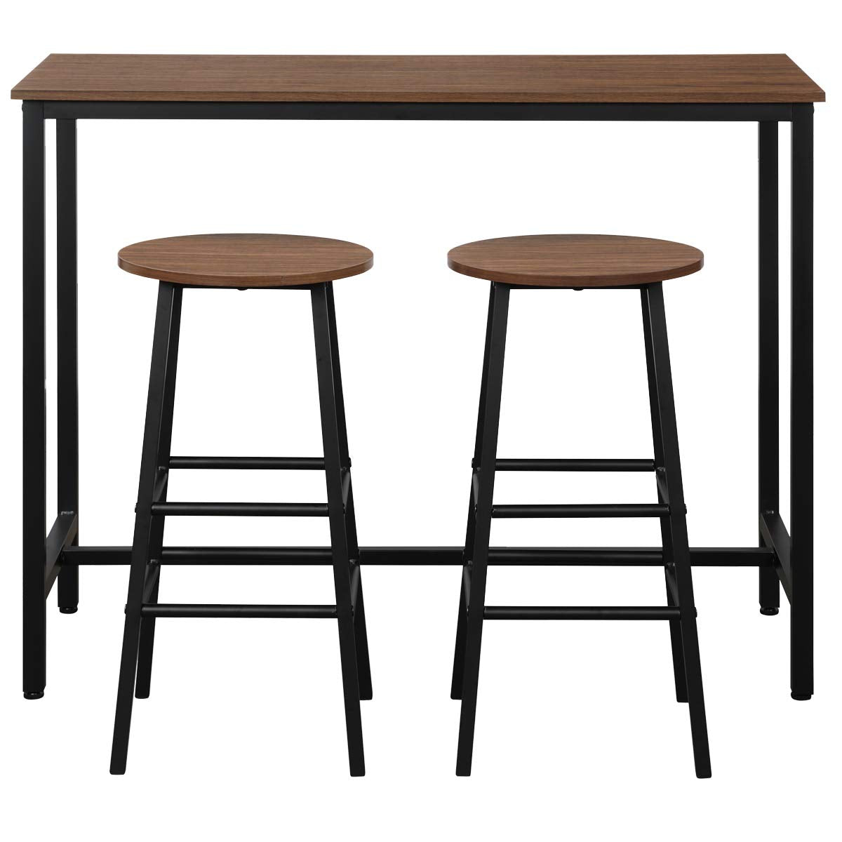 3-Piece Pub Table Set, Bar Table with 2PCS Backless Bar Stools