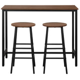 3-Piece Pub Table Set, Bar Table with 2PCS Backless Bar Stools