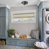 Industrial Farmhouse Flush Mount Ceiling Light with Seeded Glass