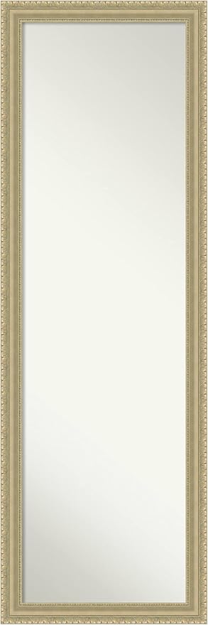 Wood Door Wall Mirror, Full Length Mirror (49.25 x 15.25 in.), Lucie Champagne Full Body