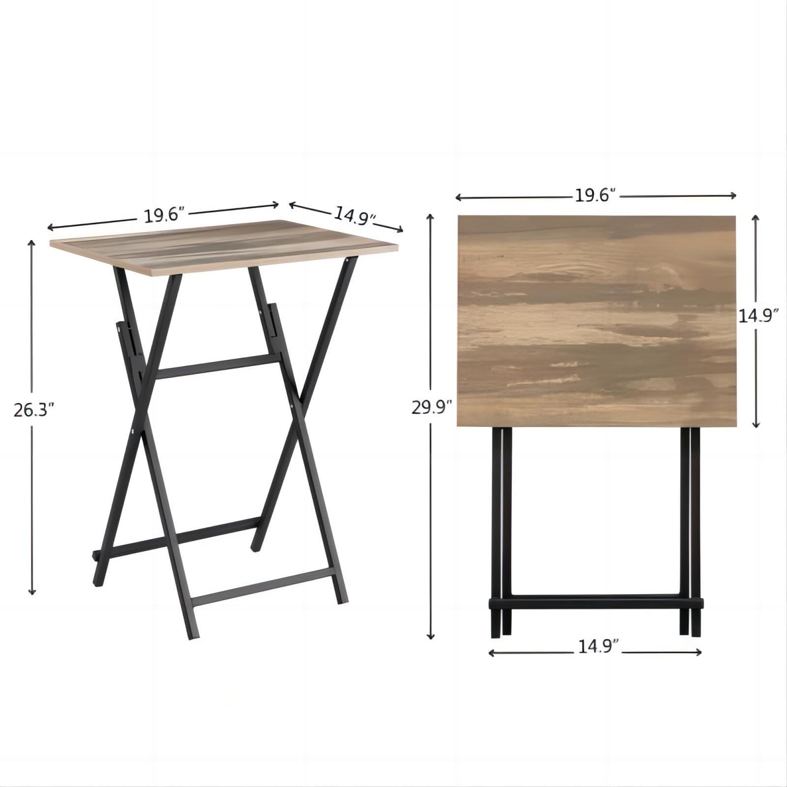 Set of 2 Folding TV Tray Tables,Wooden Dinner Tray for Eating at Couch
