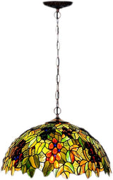 Tiffany Pendant Light Grape Art 20" E26 Stained Glass Pendant Lamp Creative Art Ceiling
