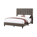 Fabric Upholstered Cal. King Bed with Button Tufted Headboard, Brown