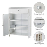 Storage Cabinet with Drawer,White Floor Bathroom Cabinets with Doors and Adjustable Shelf,