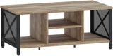 Coffee Table for Living Room, Rustic Wood Center Table with Shelves