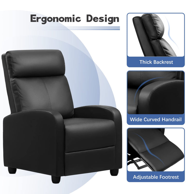 Living Room Adjustable PU Leather Reclining Chair Home Theater Seating Modern
