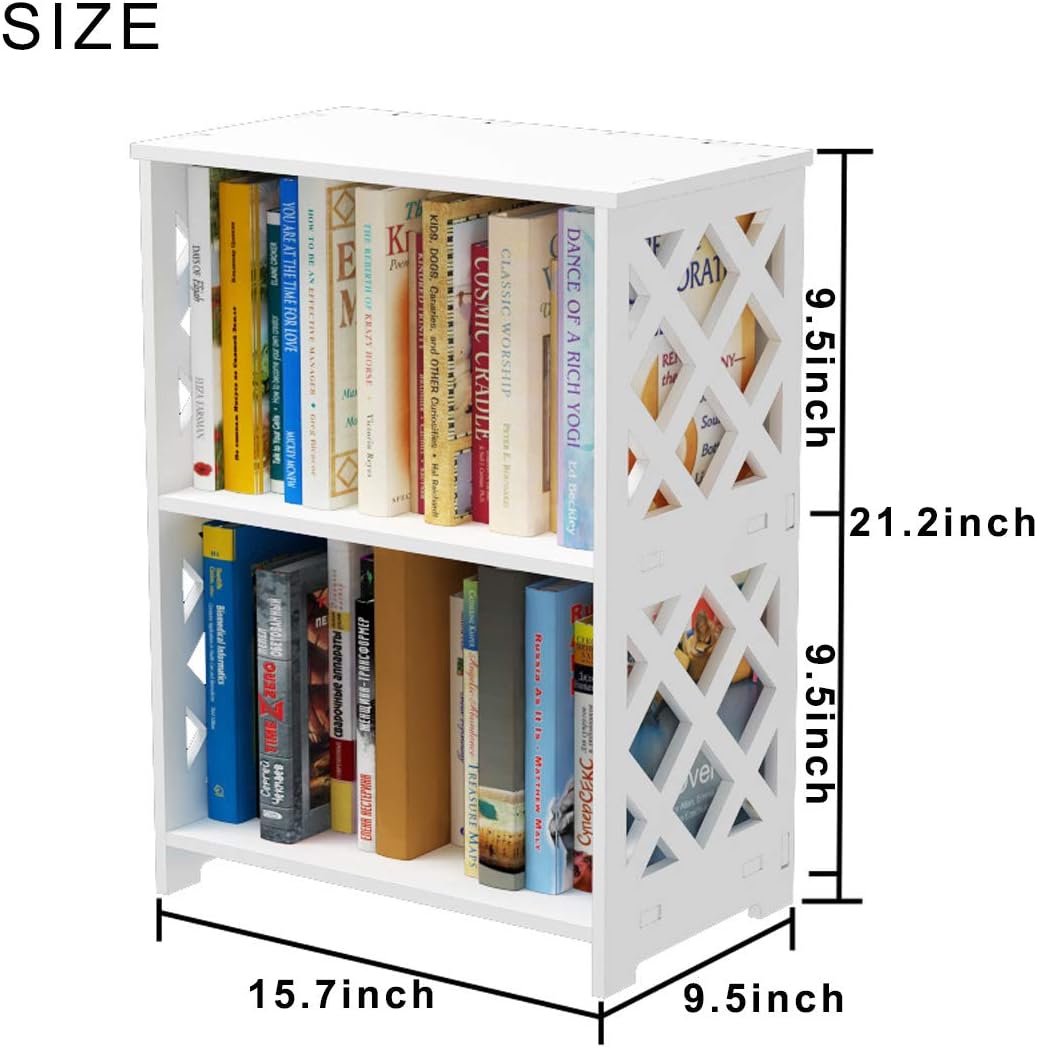 Small Bookshelf, 3-Tier White Bookcase for Kids & Adults