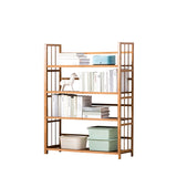 Adjustable Bamboo Open Bookshelf - Large 4-Tier Free Standing Storage Rack