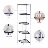 5-Tier Metal Corner Wire Shelf Compact Shelving Display Unit Plant Stand