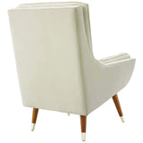 Modway Suggest Button Tufted Upholstered Velvet Lounge Chair, Ivory