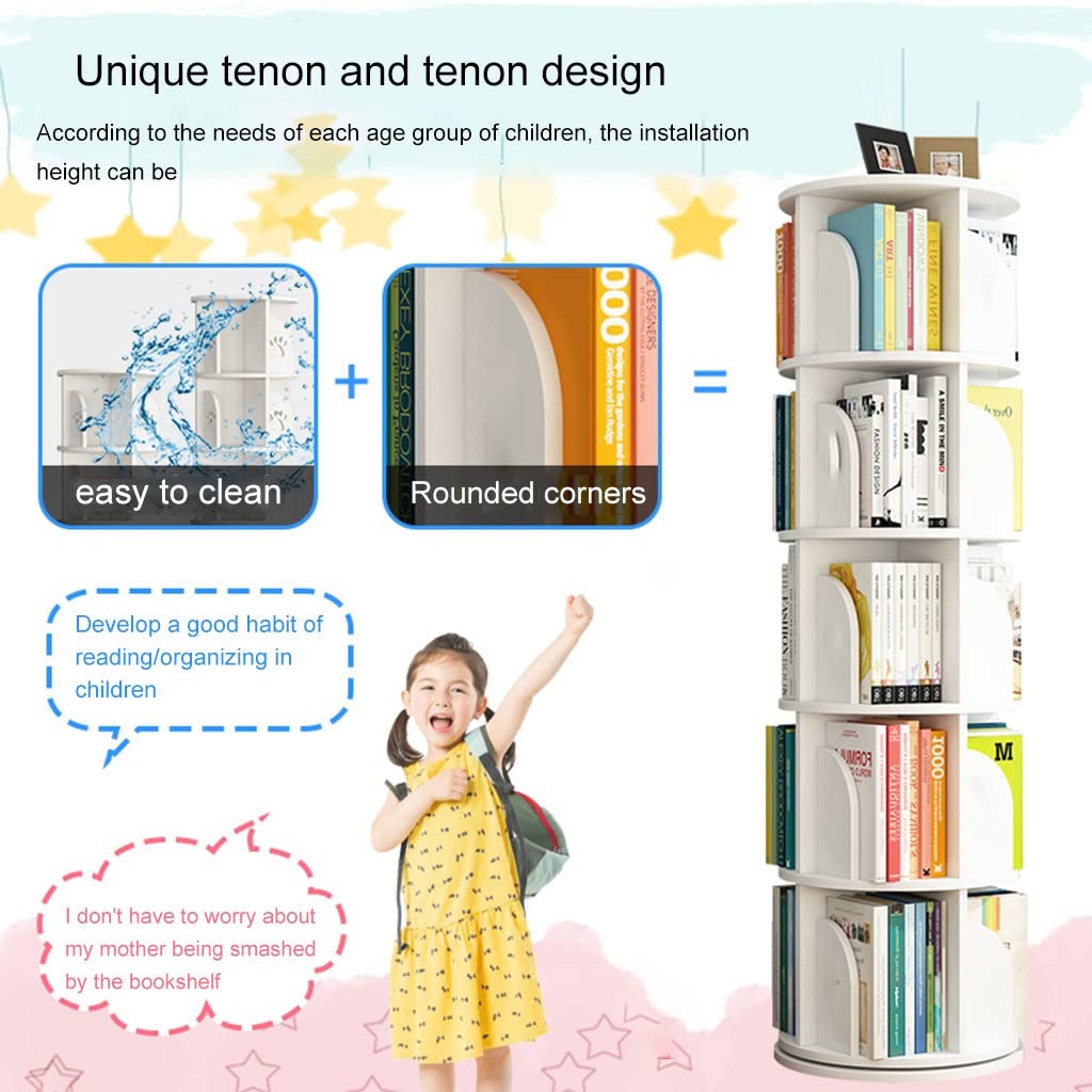 360° Rotating Bookcase,3-5 Tier DIY Bookshelf, Floor Standing Display Shelves, Cultivate Children's Reading Interest,Birthday Color : B, Size : 50.8 * 128cm(4 Tier)