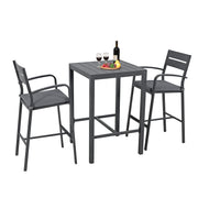 Aluminum Outdoor Bar Set, 3-Piece Outdoor Bar Height Table and Chairs Set