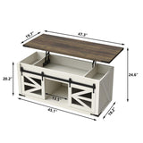 Lift Top Coffee Table with Storage, 47.3'' White Farmhouse Center Table