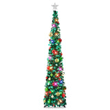 Pop Up Christmas Tree with Lights & 40 Balls, 6Ft Collapsible Green Tinsel Christmas Tree