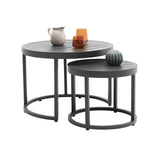 Outdoor Nesting Coffee Table Set of 2 Round Side Table Aluminum End Table