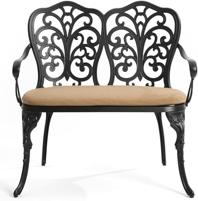 Outdoor Bench, Garden Metal Loveseat Furniture