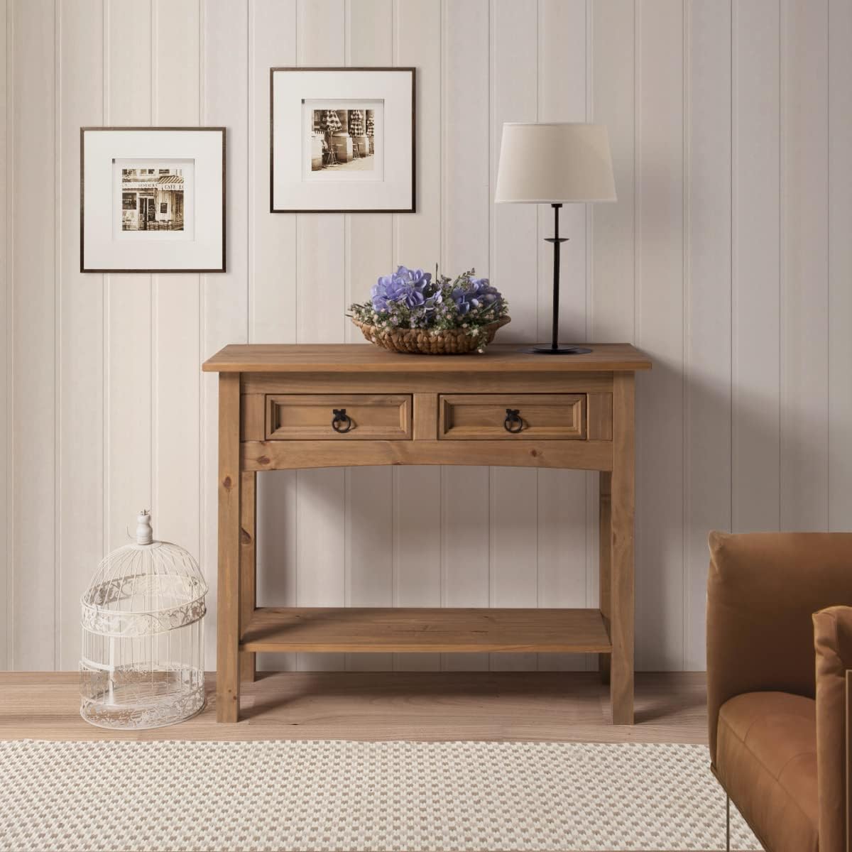 Cottage Series Wood Hall Table, Corona Brown