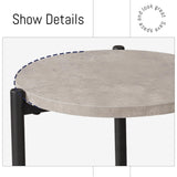 Round Side Table, 15.3" End Table with 2 MDF Shelves for Living Room, Bedroom