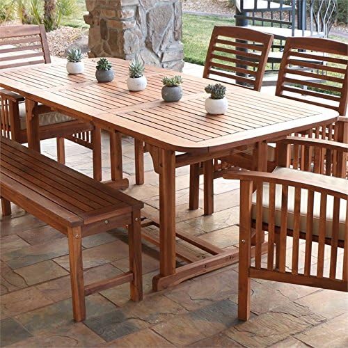 Acacia Wood Patio Dining Table in Dark Brown