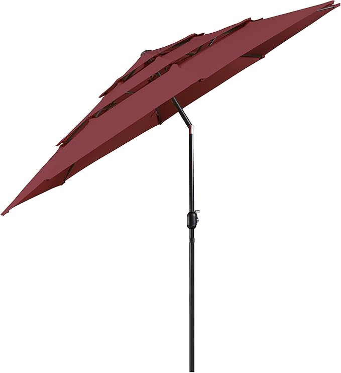 3-Tier Patio Umbrella 10ft Vented Outdoor Canopy Sun Shade Large Market Table Umbrella