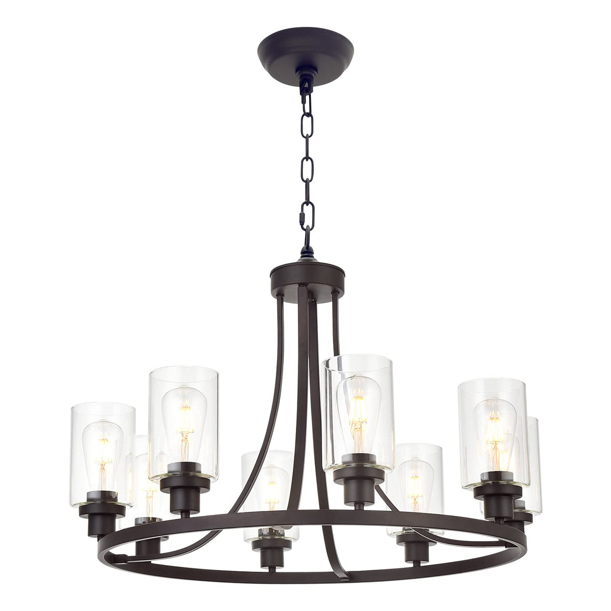 8 Lights Large Farmhouse Chandelier Wagon Wheel, Industrial Island Lights for Kitchen