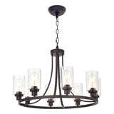 8 Lights Large Farmhouse Chandelier Wagon Wheel, Industrial Island Lights for Kitchen