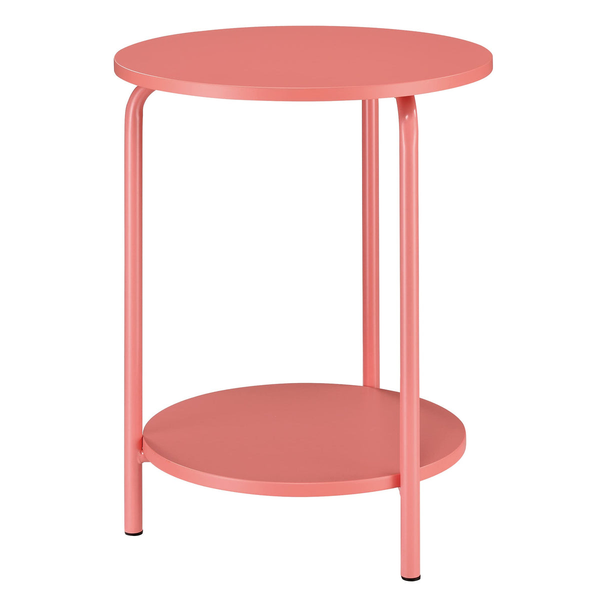 OSP Home Furnishings Elgin 2-Shelf Round Metal Accent Table, Coral