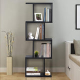 4 Tier Bookshelf S Shaped Bookcase, Multifunctional Wooden