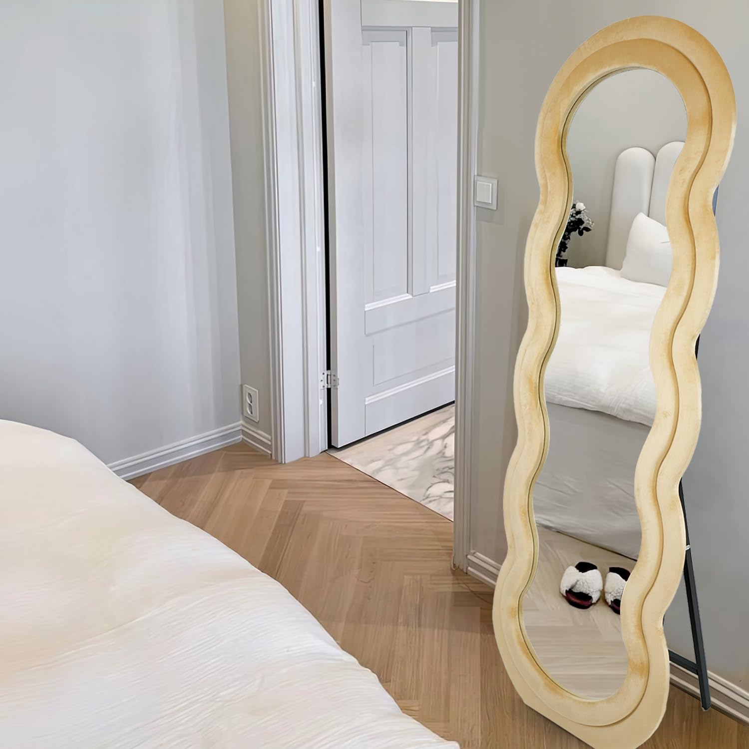Full Length Mirror | with Stand Gold Velvet Frame | Full Body Mirror
