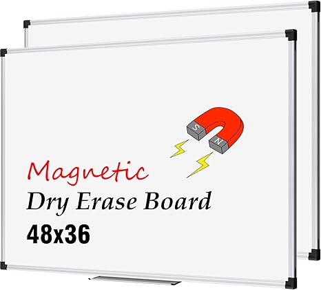 Magnetic Whiteboard 48 x 36 Inch | Dry Erase Board with Aluminium Frame & Marker