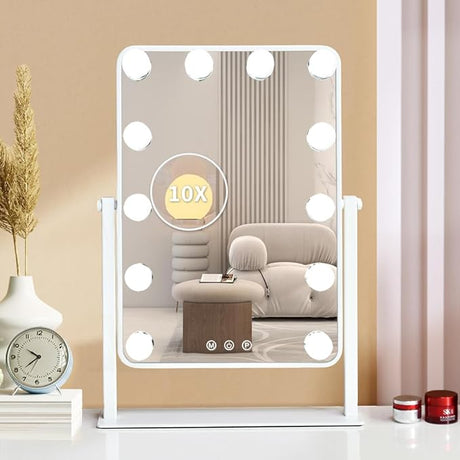 Hollywood Vanity Mirror with Lights,Tabletop Makeup Mirror with 9 LED Lights Smart