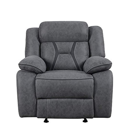 Houston Pillow-Padded Glider Recliner with Contrast Stitching Grey 602263