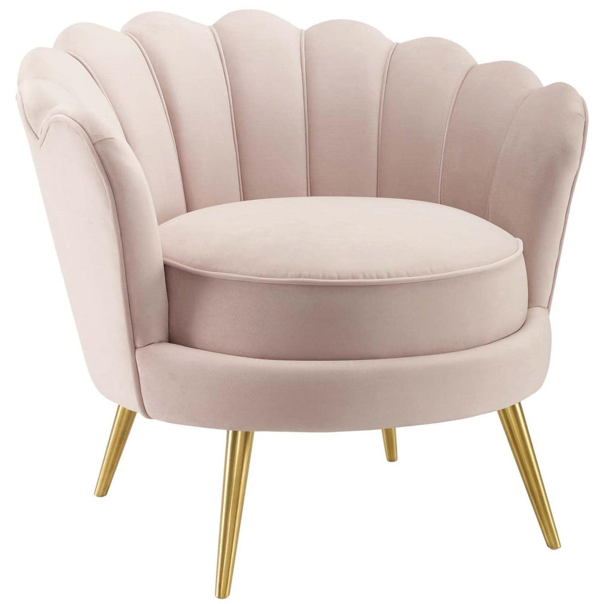 Admire Scalloped Edge Performance Velvet Accent Lounge Arm Chair in Pink