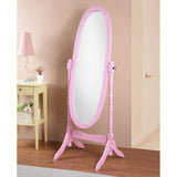 Traditional Style Wood Cheval Floor Mirror, White