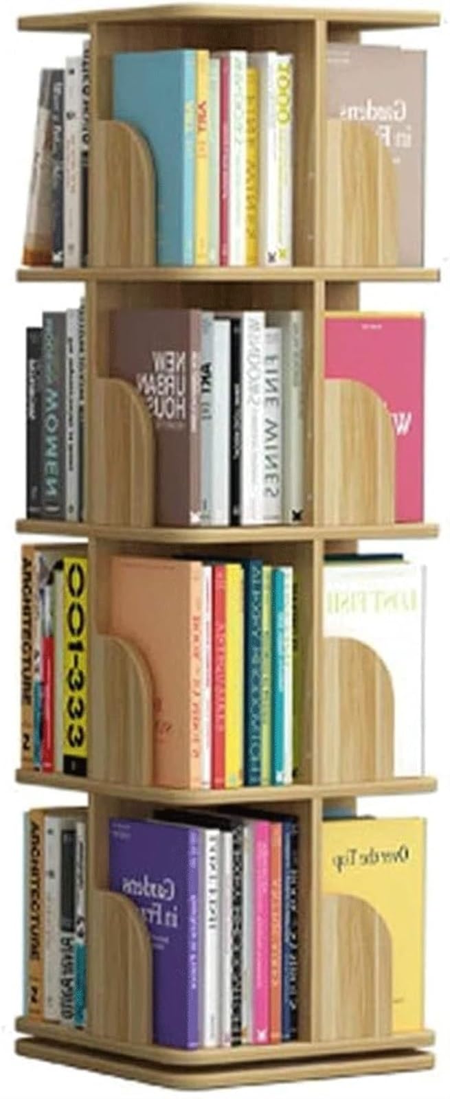 Bookshelf 360°Rotation with Wheels Bookcase Bookshelves Home Space Saving Floor Rack Bookcase