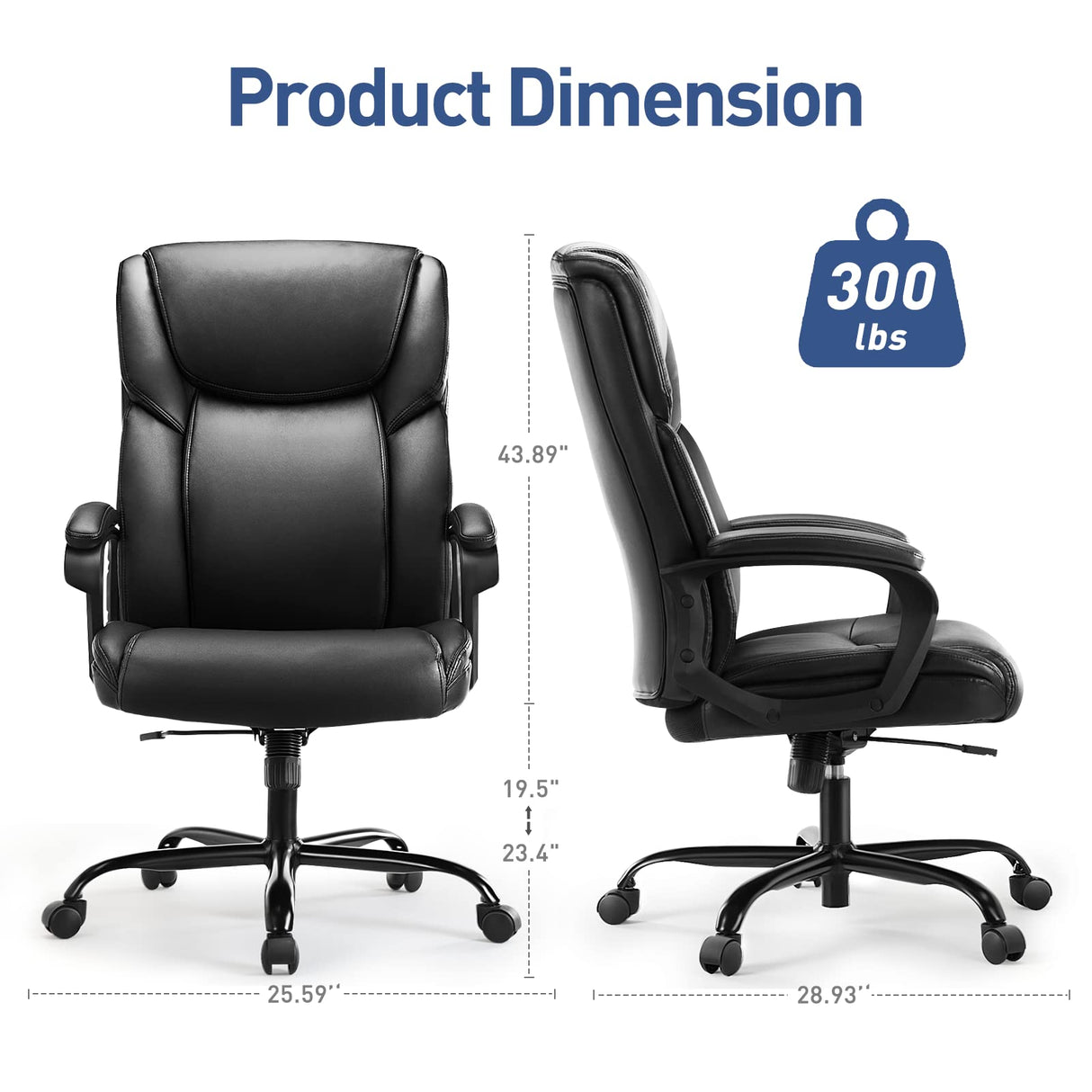 Home Office Desk Chair High Back Adjustable Ergonomic Managerial Rolling Swivel Task