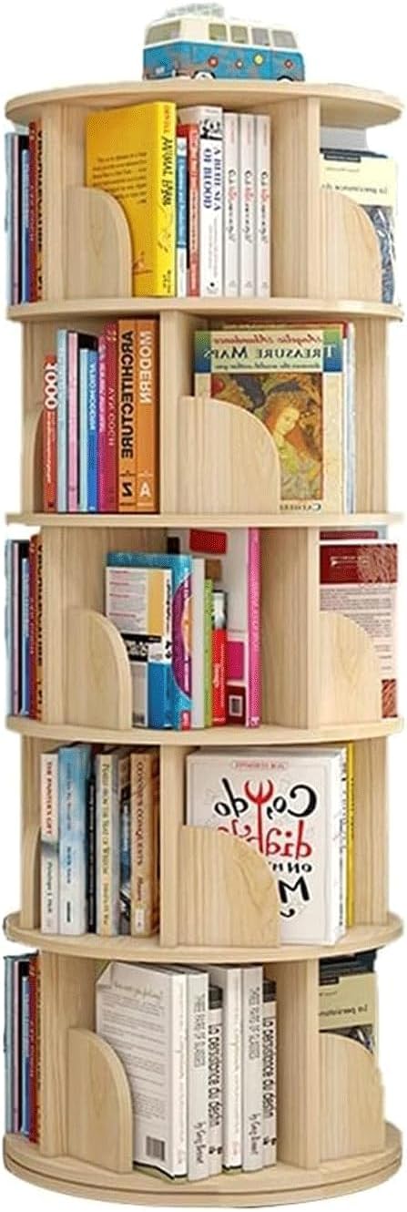 Bookshelf Vertical Bookshelf 360° Rotating Bookshelf 5 Layers Rack Bookcase Layered