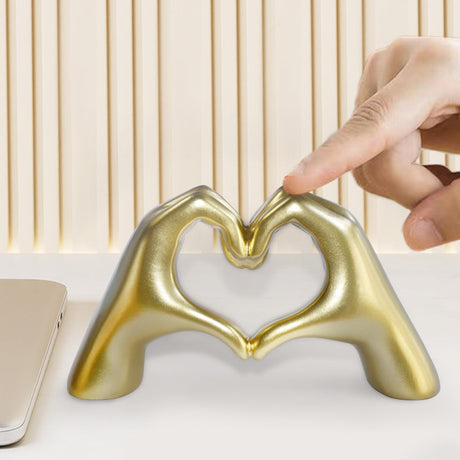 Gold Decor,Heart Hands Sculpture for Living Room Decor,Love Finger Modern Statue