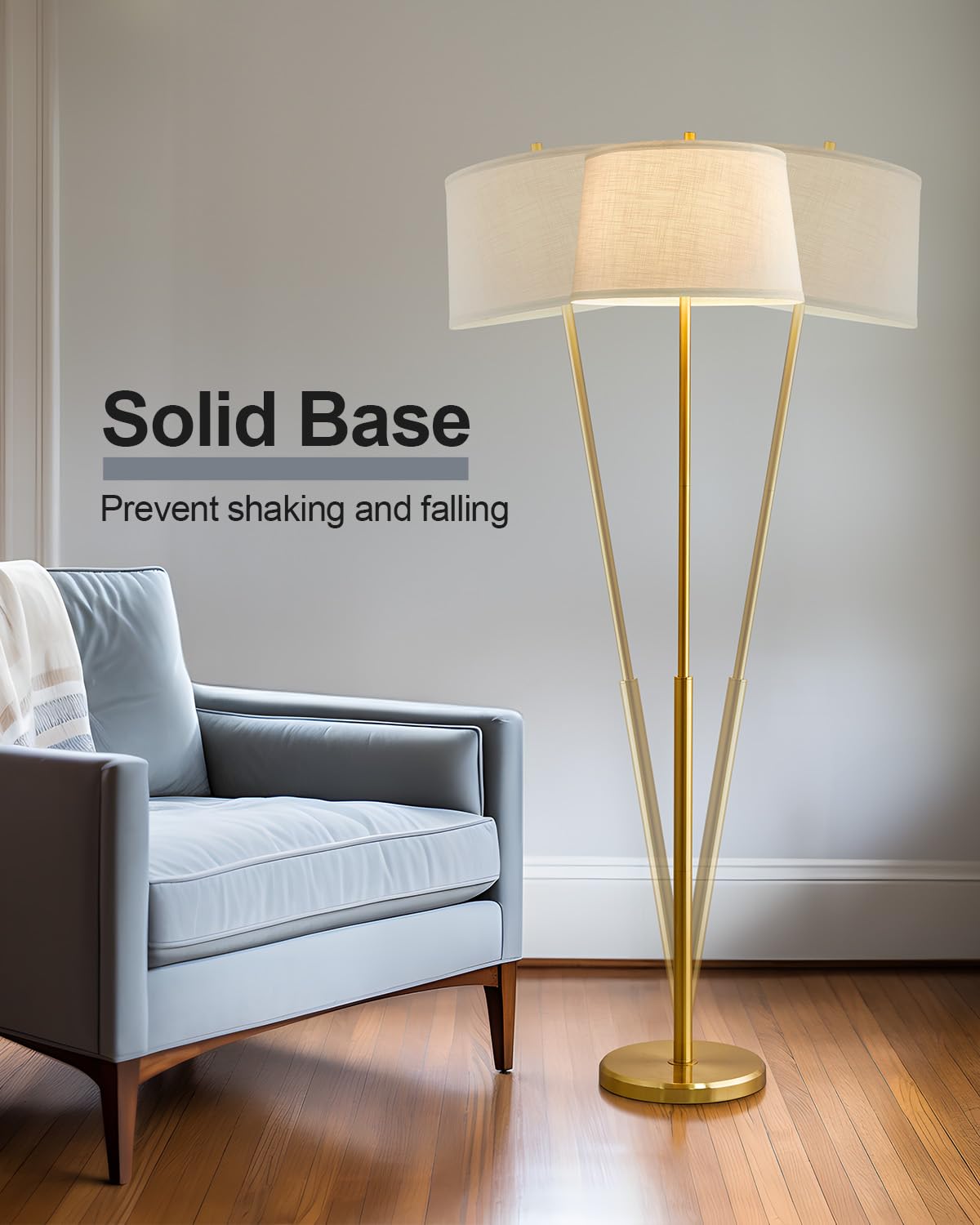 61.75" Modern Floor Lamp for Living Room Tall Lamp for Bedroom Gold Floor Lamp