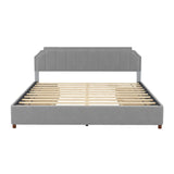 King Size Upholstered Platform Bed with Headboard, 4 Storage Drawers, and Support Legs,