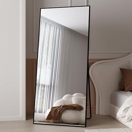 Full Length Mirror, 76"x34" Gold Oversized Tempered Floor Mirrors with Stand