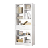 Wooden Open Shelf Bookcase - 61" Height Free Standing Display Storage Cabinet Organizer